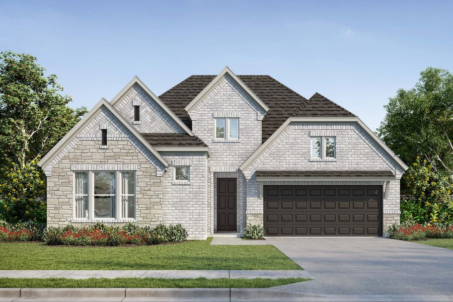 Representative exterior photo of a completed home built from the The Begonia by David Weekley Homes in Meridiana 55' Homesites, Manvel, TX (Image 9).