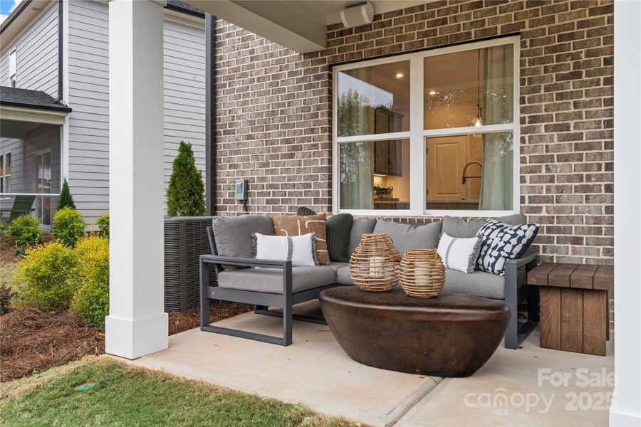 Outdoor living space with lounge.