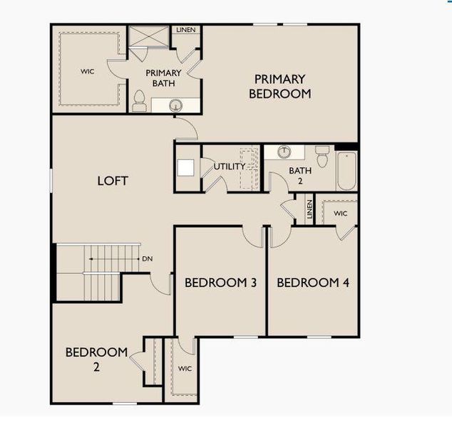2D floor plan layout of this home in Sunterra Lakes, Brookshire, TX (Image 5).