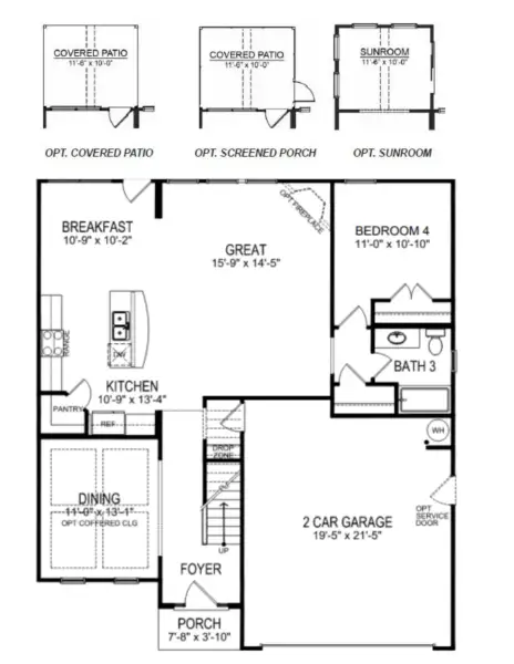 2D floor plan layout for the Fleetwood by D.R. Horton in Spring Ridge Reserve, Anderson, SC (Image 4). 2D floor plan layout for the Fleetwood by D.R. Horton in Spring Ridge Reserve, Anderson, SC (Image 4).