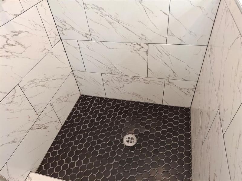 Detailed view of tiled shower Detailed view of tiled shower