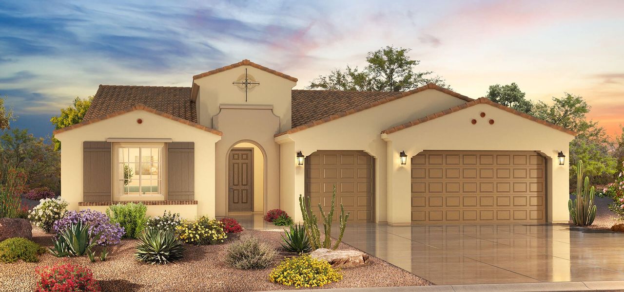 Representative exterior photo of a completed home built from the Vienta by Robson Resort Communities in Robson Ranch Arizona, Eloy, AZ (Image 11).