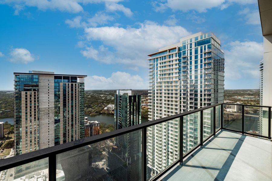 Enjoy the exclusive view of Lady Bird Lake and downtown from the 40th floor balcony