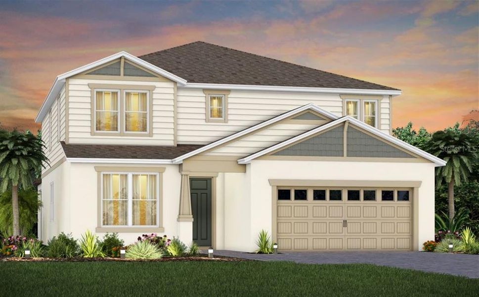 Exterior Design. Artistic rendering for this new construction home. Pictures are for illustrative purposes only. Elevations, colors and options may vary.