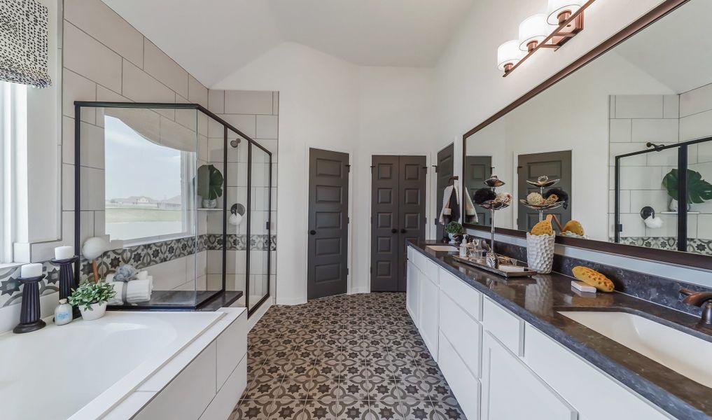 Owner's bath with dual sinks