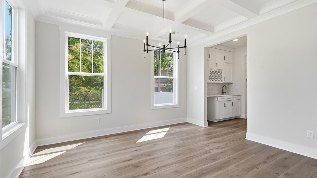 Desirable formal dining room with accomplished details in a reputable DRB Homes community
