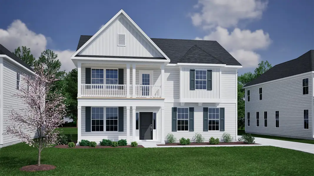 Representative exterior photo of a completed home built from the Keowee - Vanguard Collection by Mungo Homes in Scotts Hill Village, Wilmington, NC (Image 22).