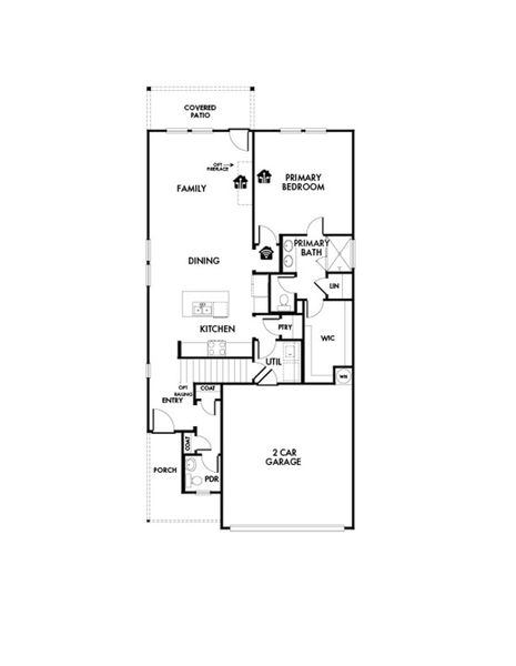 2D floor plan layout for the Oak by Impression Homes in ValleyBrooke, Mesquite, TX (Image 3).