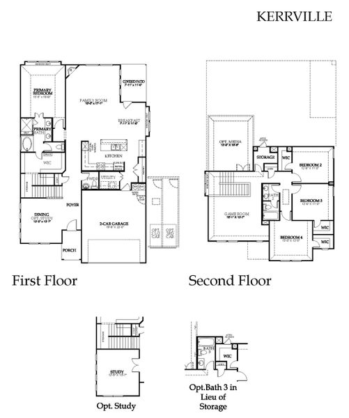 2D floor plan layout for the Kerrville by Windsor Homes in Anna Town Square, Anna, TX (Image 7).
