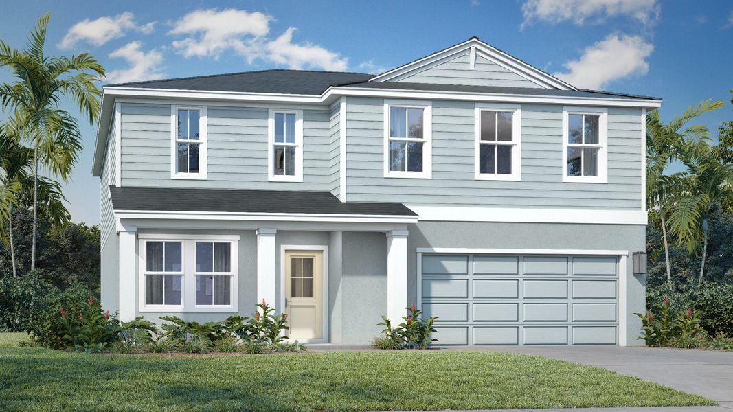 Representative exterior photo of a completed home built from the Highbourne by DRB Homes in Willowbrook North, Winter Haven, FL (Image 1). Representative exterior photo of a completed home built from the Highbourne by DRB Homes in Willowbrook North, Winter Haven, FL (Image 1).