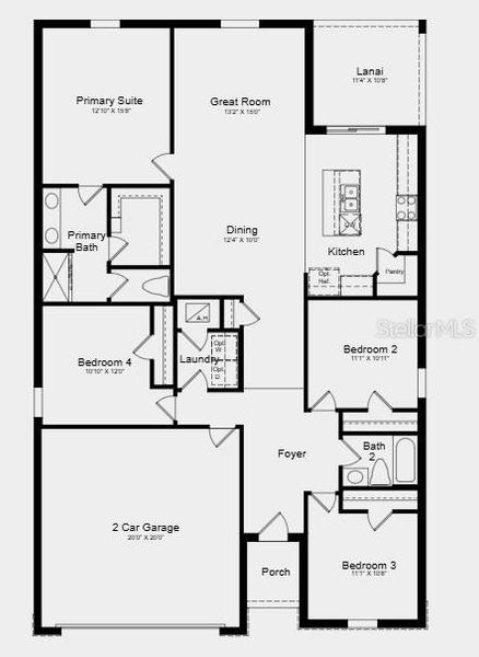 2D floor plan layout of this home in Palm Wind, Hudson, FL (Image 3).