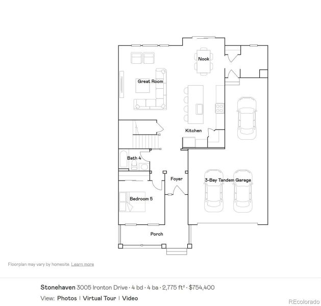 2D floor plan layout of this home in Riano Ridge, Loveland, CO (Image 2).
