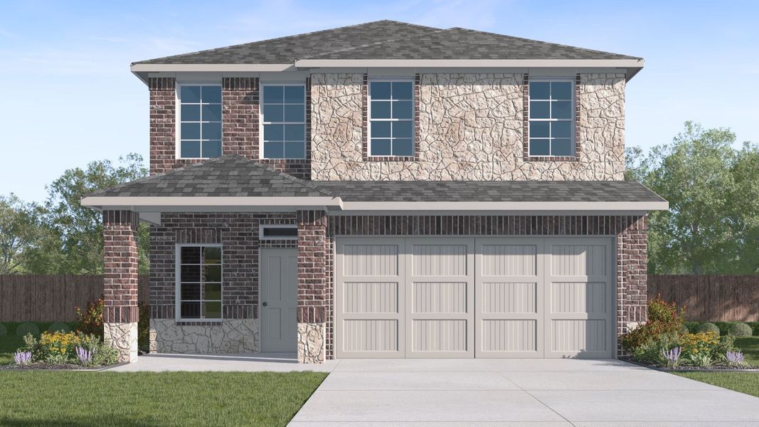 Representative exterior photo of a completed home built from the MADISON by D.R. Horton in Northspur, Forney, TX (Image 1). Representative exterior photo of a completed home built from the MADISON by D.R. Horton in Northspur, Forney, TX (Image 1).