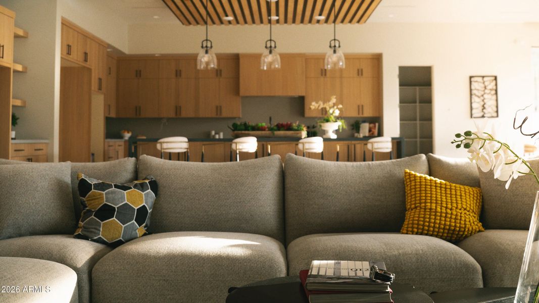 Open Living to Kitchen