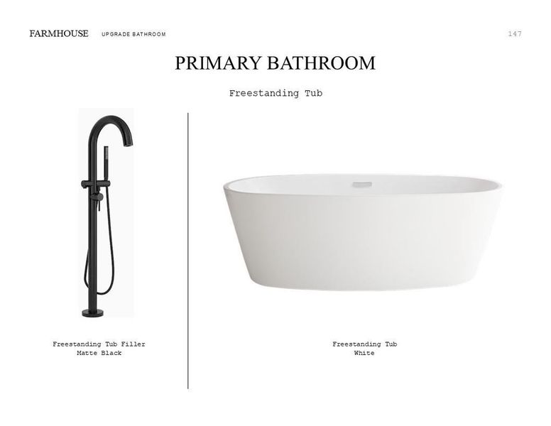 Farmhouse Look Palette 4: Primary Bathroom Selection Sheet (*Artist rendering used for illustration purposes only.)