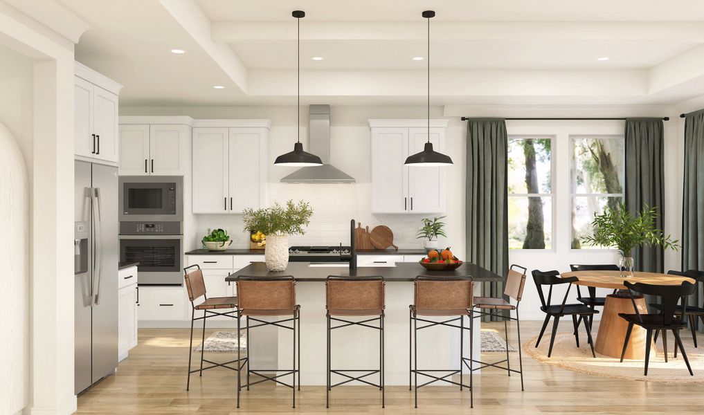 Kitchen with pendant lights