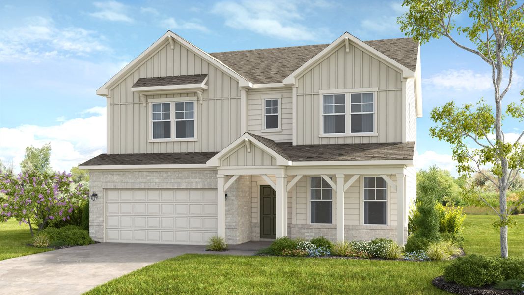 Representative exterior photo of a completed home built from the Kirkwood by Taylor Morrison in Stratford Hills, Ball Ground, GA (Image 2). Representative exterior photo of a completed home built from the Kirkwood by Taylor Morrison in Stratford Hills, Ball Ground, GA (Image 2).