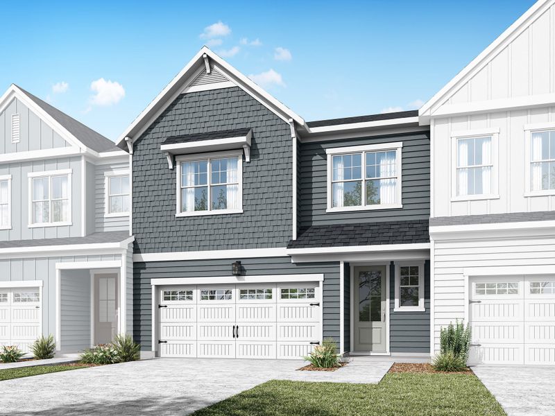 Representative exterior photo of a completed home built from the Rowan by Tri Pointe Homes in The Townes at Willow Park, Cary, NC (Image 18).