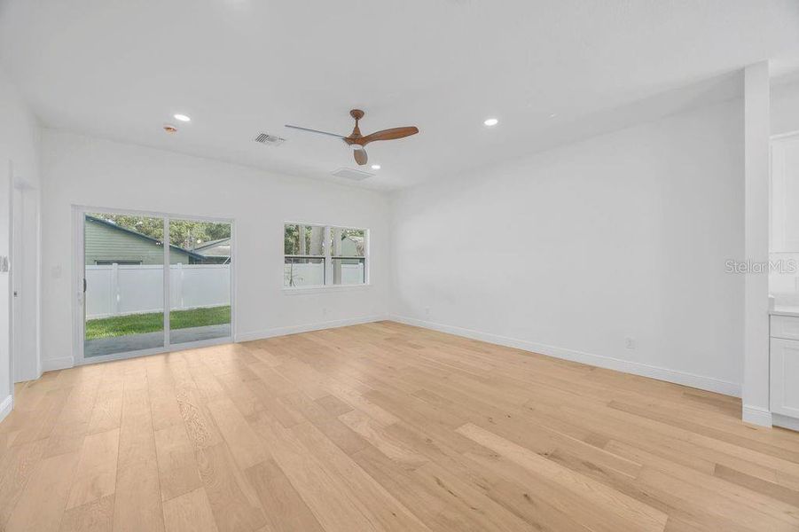 Living room with sliding glass doors to the porch Living room with sliding glass doors to the porch