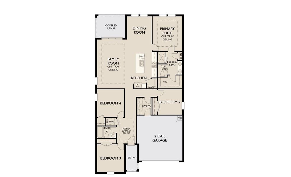 2D floor plan layout for the Monroe by Ashton Woods in Oakfield Trails Traditional, Parrish, FL (Image 3).