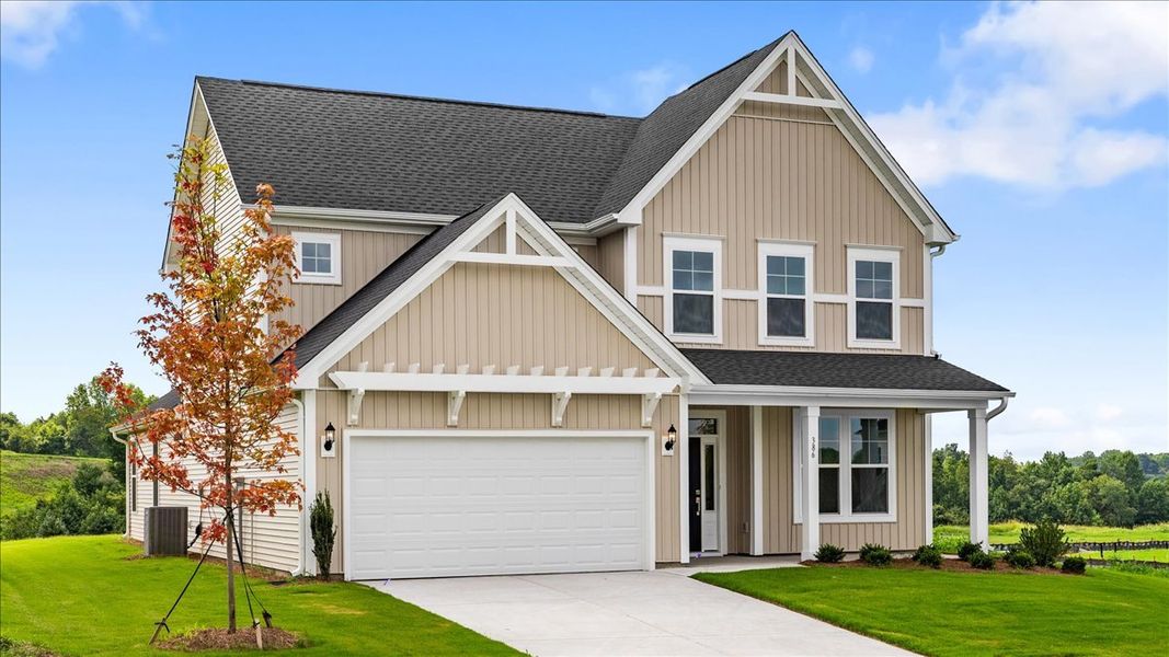 Front exterior of a new home in Fieldstone, Lexington, NC, highlighting curb appeal (Image 20). Front exterior of a new home in Fieldstone, Lexington, NC, highlighting curb appeal (Image 20).
