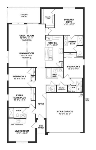 2D floor plan layout for the Passionflower II by K. Hovnanian® Homes in Aspire at Citrus Springs, Citrus Springs, FL (Image 4).