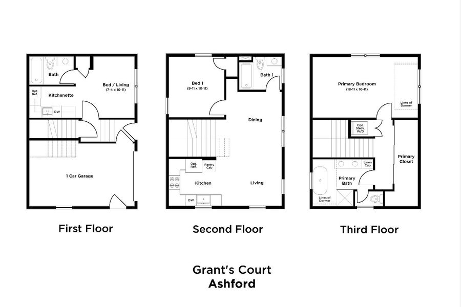 2D floor plan layout for the Ashford by DRB Homes in Grants Court, Charleston, SC (Image 2).