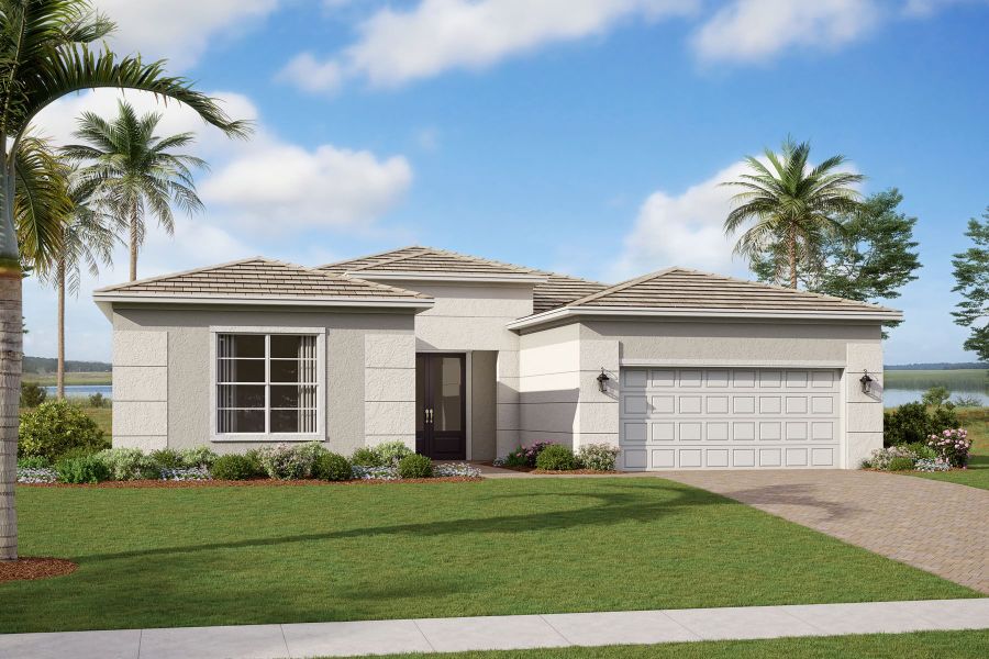 Representative exterior photo of a completed home built from the Lotus by Mattamy Homes in Tradition, Port St. Lucie, FL (Image 11). Representative exterior photo of a completed home built from the Lotus by Mattamy Homes in Tradition, Port St. Lucie, FL (Image 11).
