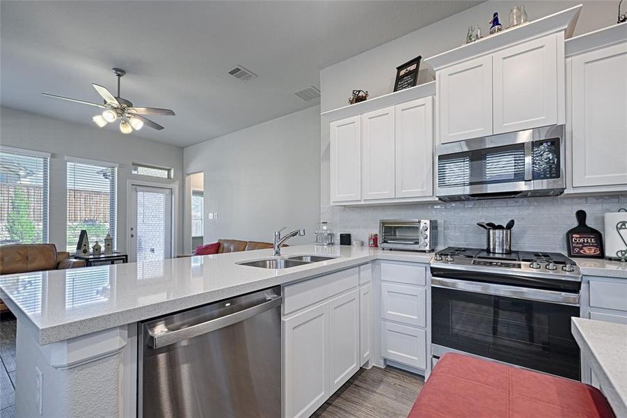 Lovely countertops and cabinets!