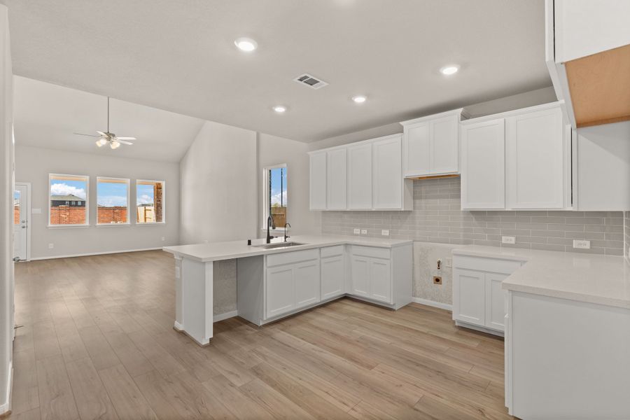 Kitchen. Note: Sample product photo - actual exterior and interior selections may vary by homesite