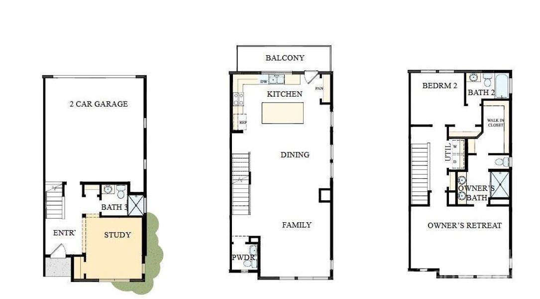 2D floor plan layout of this home in Central Living at Craig, Charlotte, NC (Image 2).