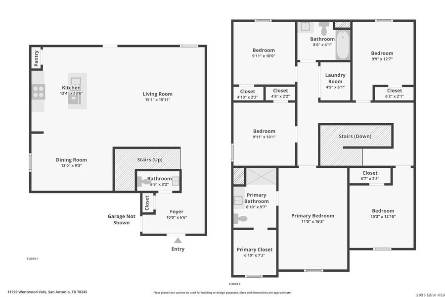 2D floor plan layout of this home in Laurel Vistas, San Antonio, TX (Image 3).
