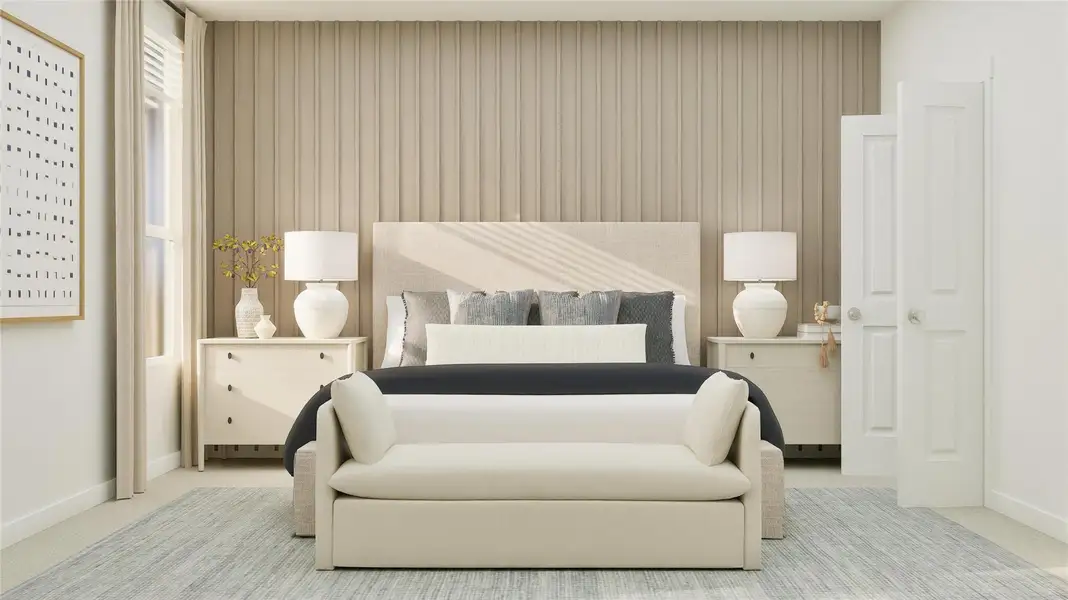 Bedroom with baseboards and carpet flooring Bedroom with baseboards and carpet flooring