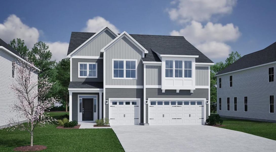 Front exterior of a new home in Lochton, Summerville, SC, highlighting curb appeal (Image 1).