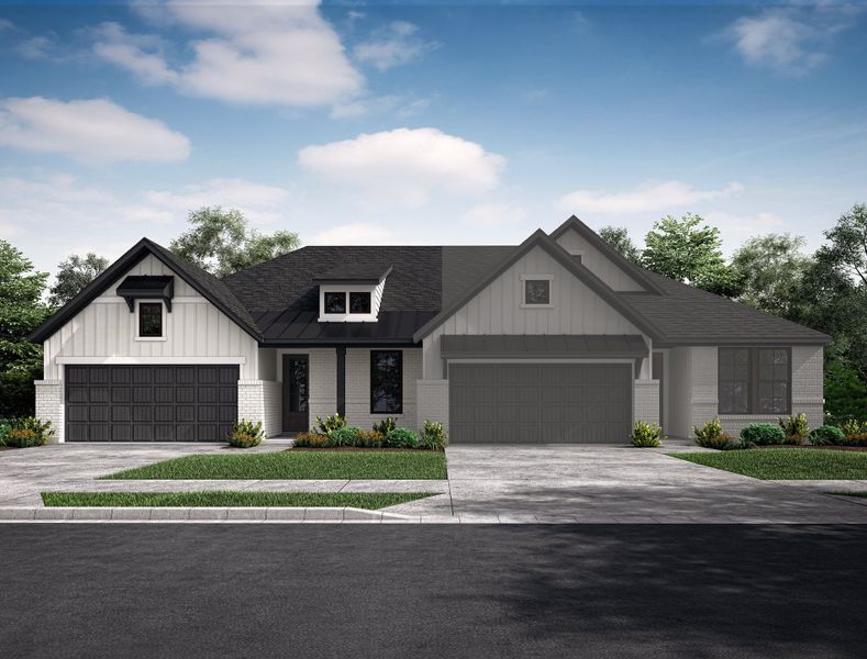 Representative exterior photo of a completed home built from the Serendipity by Beazer Homes in Meridiana, Manvel, TX (Image 2). Representative exterior photo of a completed home built from the Serendipity by Beazer Homes in Meridiana, Manvel, TX (Image 2).