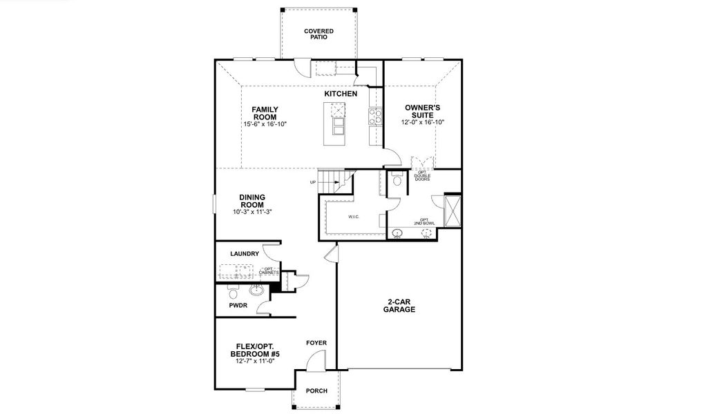 2D floor plan layout for the Columbus by M/I Homes in Hallimore Ranch, Rosenberg, TX (Image 4).