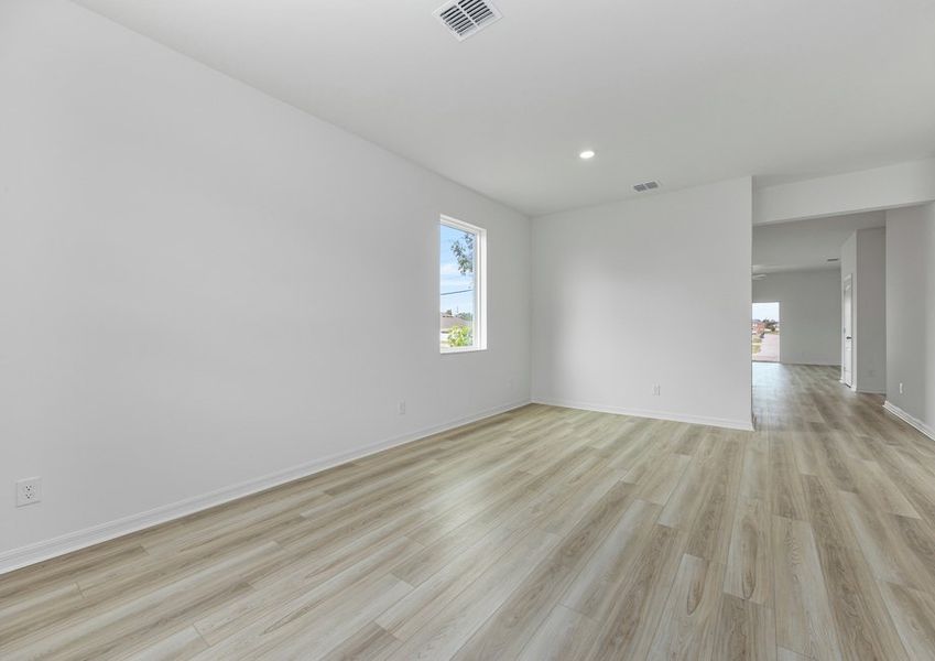 The dining room with a beautiful window