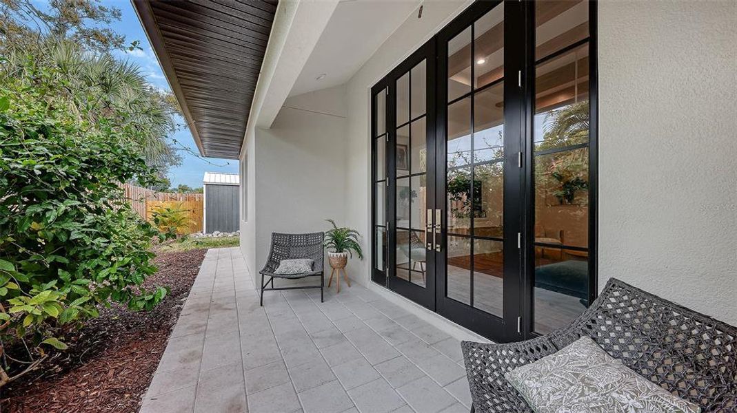Exterior details and patio area of a home in , Sarasota (Image 29).