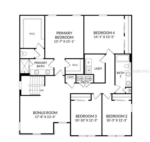 2D floor plan layout of this home in Country Club Estates, Palm Bay, FL (Image 4).