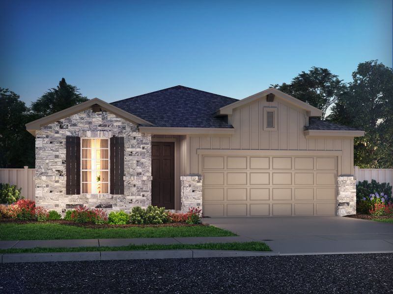 Front exterior of a new home in Riviera Pines - Premier Series, Huffman, TX, highlighting curb appeal (Image 1). Front exterior of a new home in Riviera Pines - Premier Series, Huffman, TX, highlighting curb appeal (Image 1).