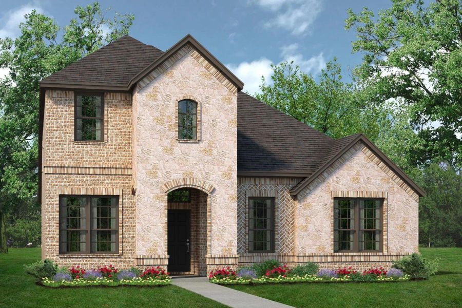 Representative exterior photo of a completed home built from the Concept 2795 by Landsea Homes in Redden Farms - Classic Series, Midlothian, TX (Image 1). Representative exterior photo of a completed home built from the Concept 2795 by Landsea Homes in Redden Farms - Classic Series, Midlothian, TX (Image 1).