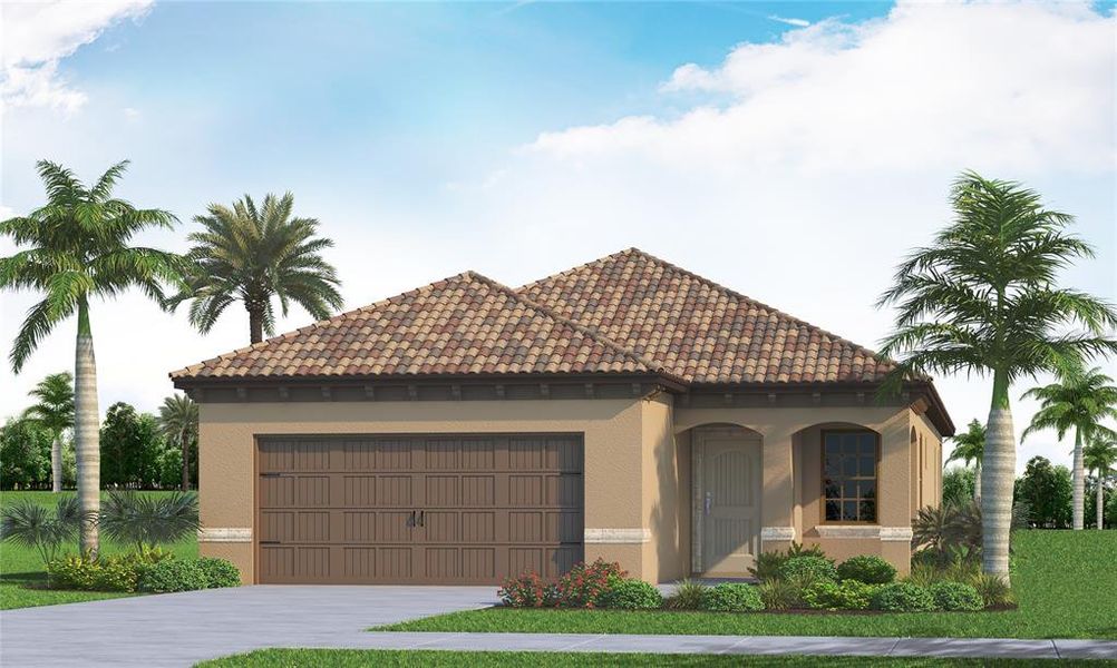 Front exterior of a new home in Vicenza, Venice, FL, highlighting curb appeal (Image 2).