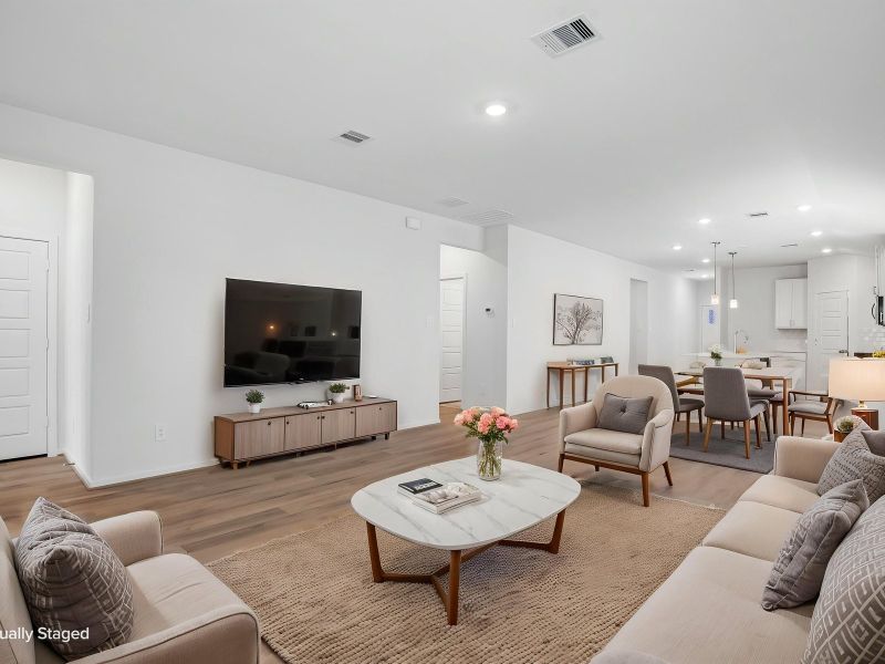 Furnished interior view inside a new home in Granger Pointe - Premier Series, Conroe (Image 4). Furnished interior view inside a new home in Granger Pointe - Premier Series, Conroe (Image 4).