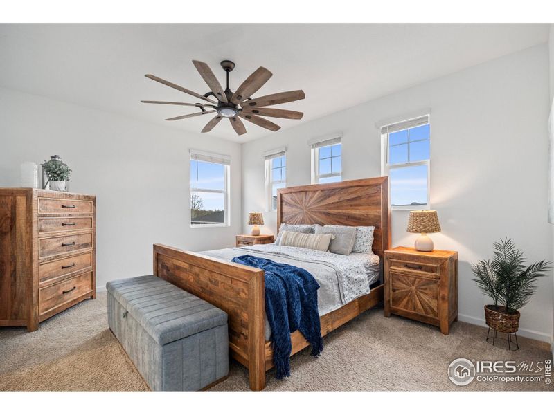 primary bedroom with mountain views