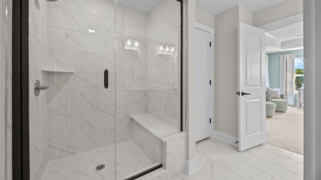 The Jordan Plan by DRB Homes in Farms at Bellingham, Mooresville, NC - Primary Bathroom The Jordan Plan by DRB Homes in Farms at Bellingham, Mooresville, NC - Primary Bathroom