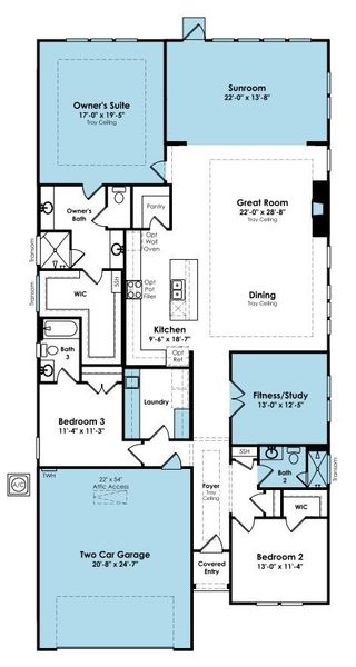2D floor plan layout of this home in Cresswind at Rocky River, Locust, NC (Image 4).