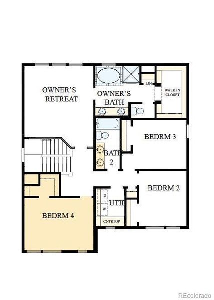 2D floor plan layout of this home in Painted Prairie Cottage, Aurora, CO (Image 2).