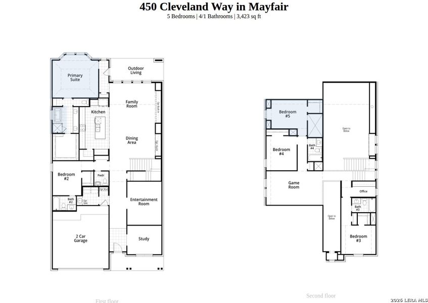 2D floor plan layout of this home in Mayfair, New Braunfels, TX (Image 2).