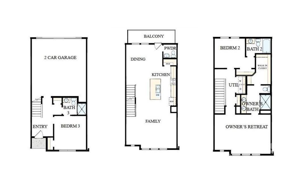 2D floor plan layout of this home in Central Living at Craig, Charlotte, NC (Image 3). 2D floor plan layout of this home in Central Living at Craig, Charlotte, NC (Image 3).