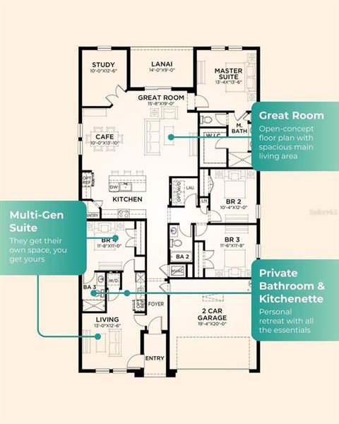 2D floor plan layout of this home in Crosswinds, Haines City, FL (Image 4).